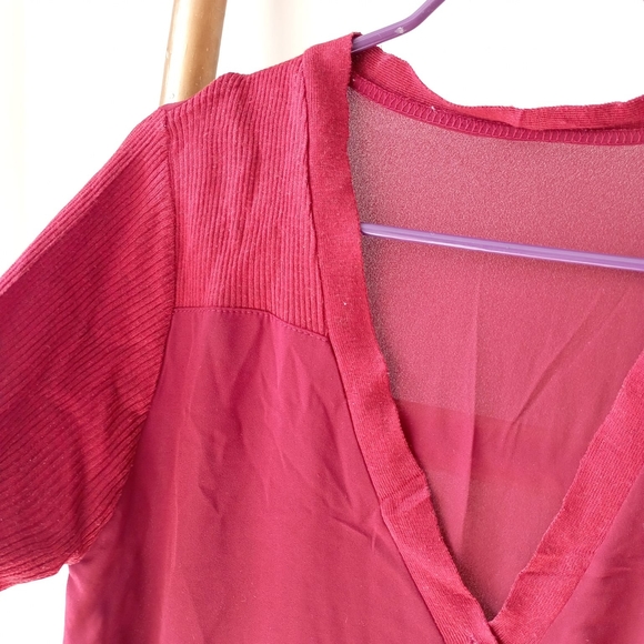 Maroon Sheer and Fineknit Top - Picture 7 of 11